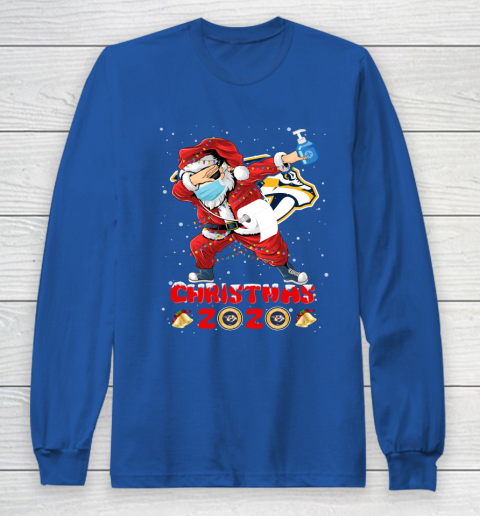 Nashville Predators Funny Santa Claus Dabbing Christmas 2020 NHL Long Sleeve T-Shirt 6