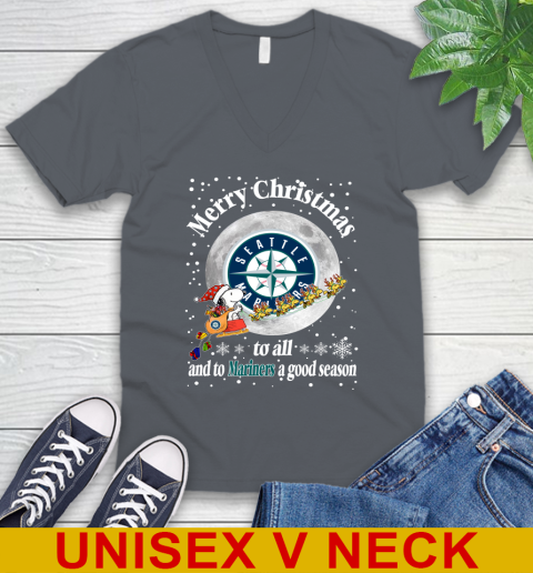 Seattle Mariners Merry Christmas To All And To Mariners A Good Season MLB Baseball Sports V-Neck T-Shirt 4