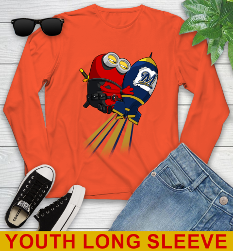 MLB Baseball Milwaukee Brewers Deadpool Minion Marvel Shirt Youth Long Sleeve 3