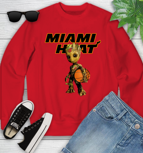 Miami Heat NBA Basketball Groot Marvel Guardians Of The Galaxy Youth Sweatshirt 9