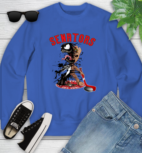 NHL Ottawa Senators Hockey Venom Groot Guardians Of The Galaxy Youth Sweatshirt 8