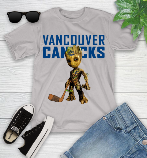 Vancouver Canucks NHL Hockey Groot Marvel Guardians Of The Galaxy Youth T-Shirt 12
