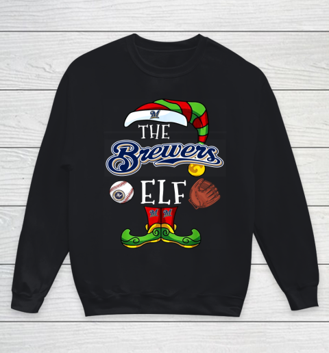 Milwaukee Brewers Christmas ELF Funny MLB Youth Sweatshirt
