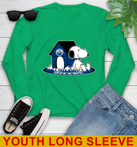 NHL Hockey Edmonton Oilers Snoopy The Peanuts Movie Shirt Youth Long Sleeve 7