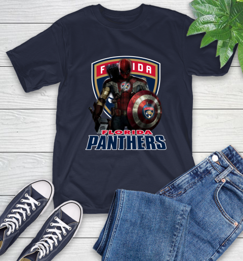 NHL Captain America Thor Spider Man Hawkeye Avengers Endgame Hockey Florida Panthers T-Shirt 4