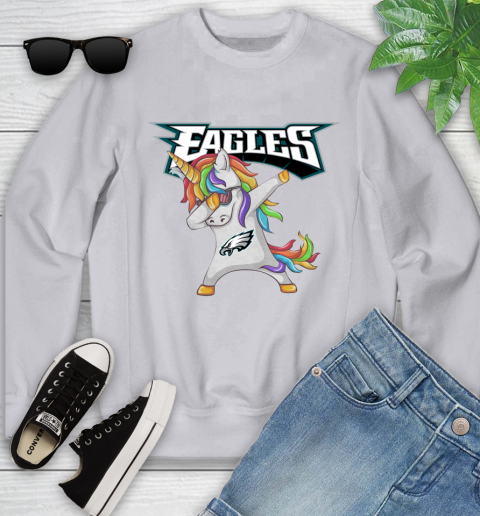 Philadelphia Eagles NFL Football Funny Unicorn Dabbing Sports Youth Sweatshirt 4