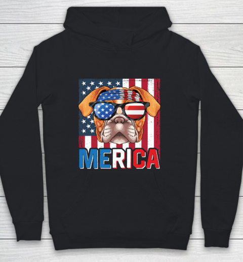 Independence Day English Bulldog Merica 4th of July Dog American Puppy Youth Hoodie