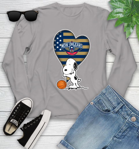 New Orleans Pelicans NBA Basketball The Peanuts Movie Adorable Snoopy Youth Long Sleeve 5