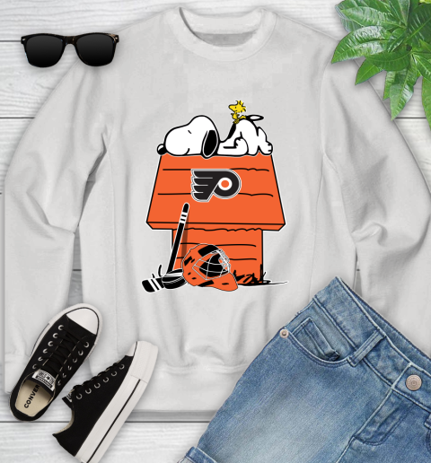 Philadelphia Flyers NHL Hockey Snoopy Woodstock The Peanuts Movie Youth Sweatshirt