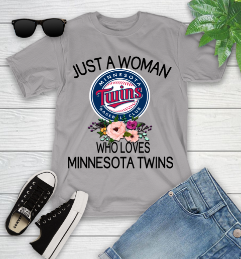 MLB Just A Woman Who Loves Minnesota Twins Baseball Sports Youth T-Shirt 2