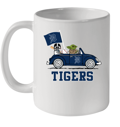 MLB Baseball Detroit Tigers Darth Vader Baby Yoda Driving Star Wars Shirt Ceramic Mug 11oz