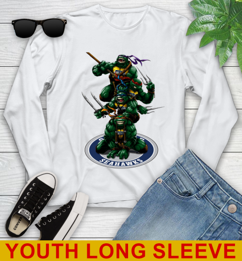 NFL Football Seattle Seahawks Teenage Mutant Ninja Turtles Shirt Youth Long Sleeve