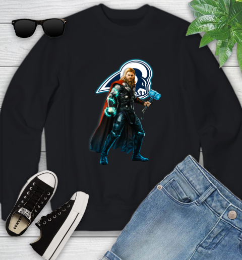NFL Thor Avengers Endgame Football Los Angeles Rams Youth Sweatshirt 2