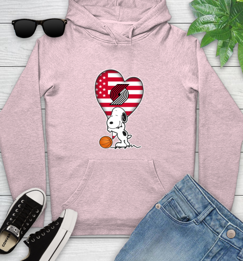 Portland Trail Blazers NBA Basketball The Peanuts Movie Adorable Snoopy Youth Hoodie 10