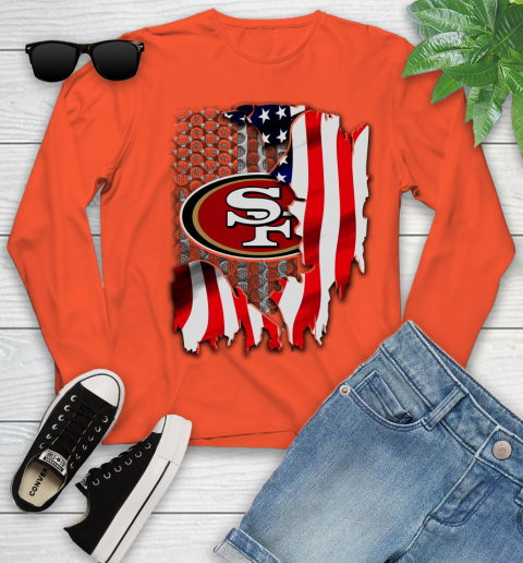 San Francisco 49ers NFL Football American Flag Youth Long Sleeve 3