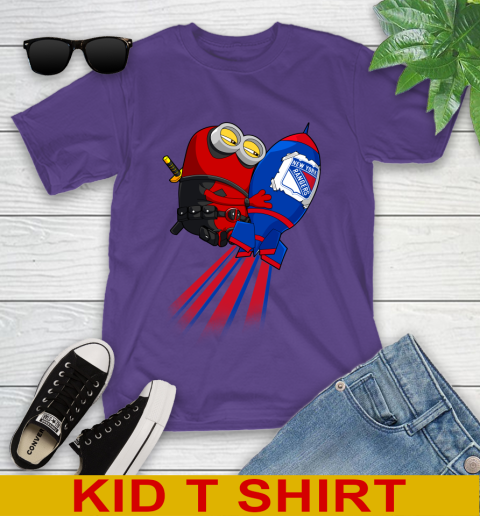 NHL Hockey New York Rangers Deadpool Minion Marvel Shirt Youth T-Shirt 3
