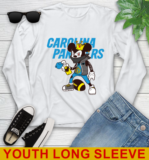 Carolina Panthers NFL Football Mickey Peace Sign Sports Youth Long Sleeve