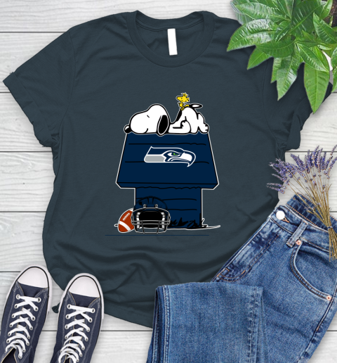 Seattle Seahawks NFL Football Snoopy Woodstock The Peanuts Movie Women's T-Shirt 8