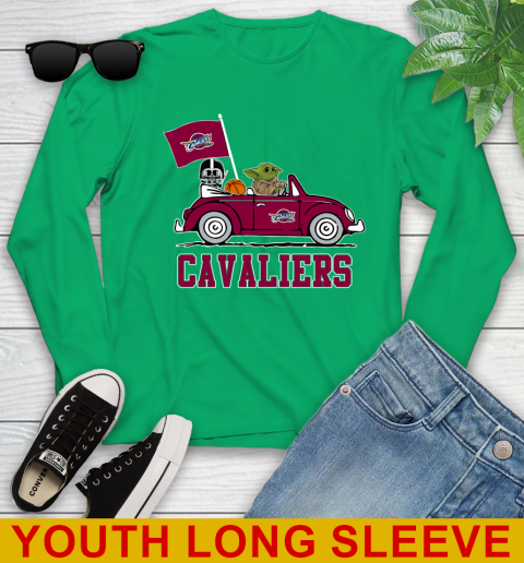 NBA Basketball Cleveland Cavaliers Darth Vader Baby Yoda Driving Star Wars Shirt Youth Long Sleeve 7