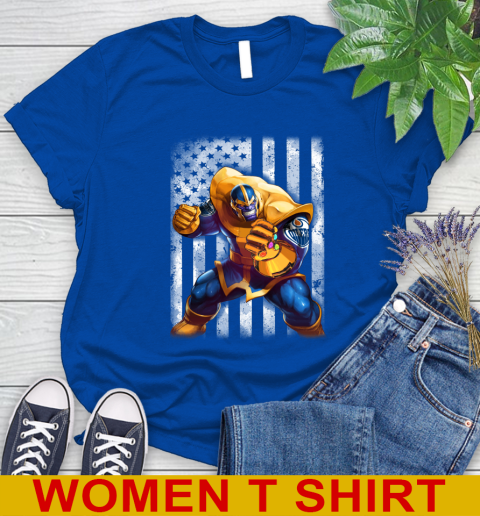 NHL Hockey Edmonton Oilers Thanos Marvel American Flag Shirt Women's T-Shirt - Image 11