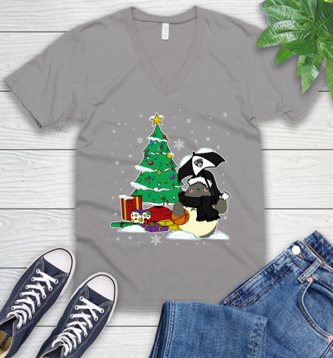 Brooklyn Nets NBA Basketball Cute Tonari No Totoro Christmas Sports V-Neck T-Shirt 3