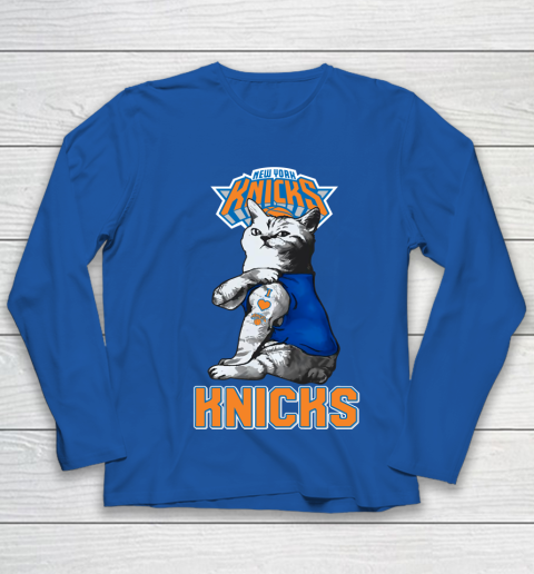 NBA Basketball My Cat Loves New York Knicks Youth Long Sleeve 7