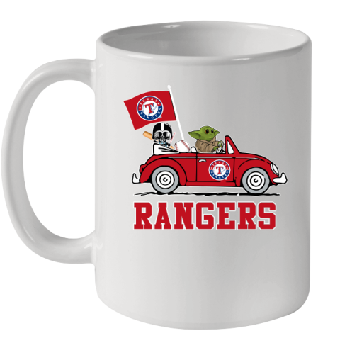 MLB Baseball Texas Rangers Darth Vader Baby Yoda Driving Star Wars Shirt Ceramic Mug 11oz