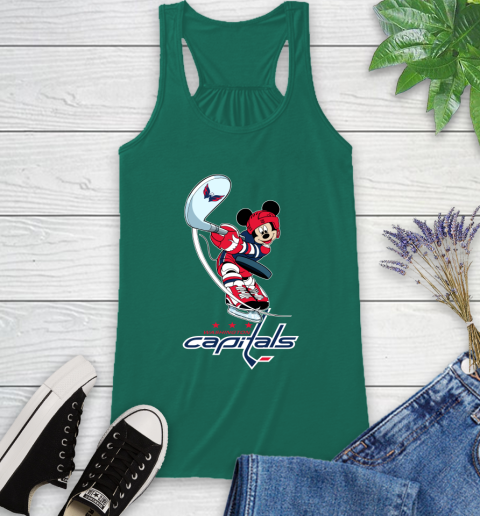 NHL Hockey Washington Capitals Cheerful Mickey Mouse Shirt Racerback Tank 7
