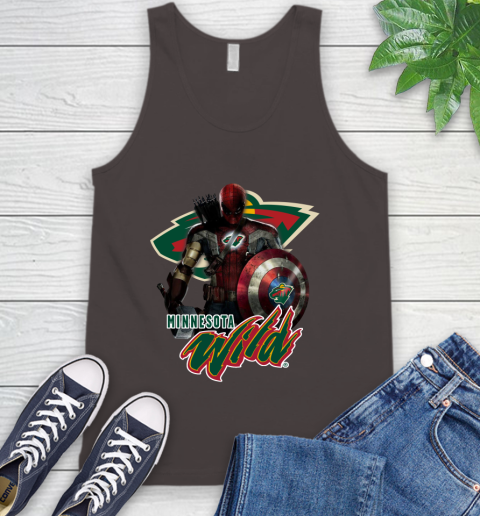 NHL Captain America Thor Spider Man Hawkeye Avengers Endgame Hockey Minnesota Wild Tank Top 7