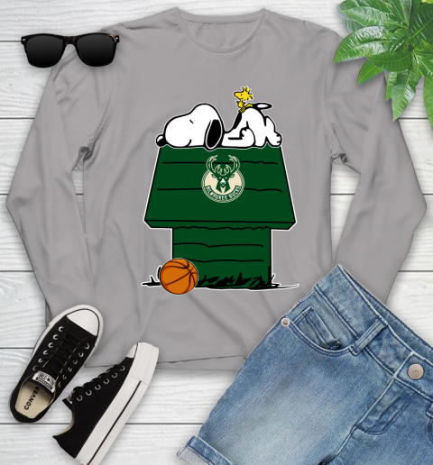Milwaukee Bucks NBA Basketball Snoopy Woodstock The Peanuts Movie Youth Long Sleeve 5