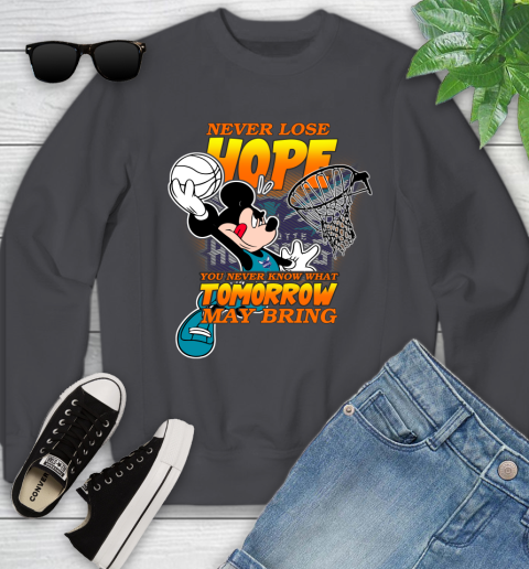 Charlotte Hornets NBA Basketball Mickey Disney Never Lose Hope Youth Sweatshirt 5