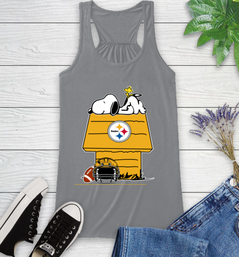 Pittsburgh Steelers NFL Football Snoopy Woodstock The Peanuts Movie Racerback Tank 5