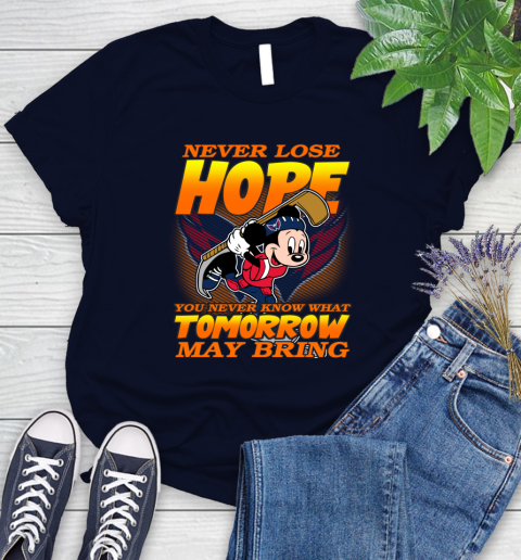 Washington Capitals NHL Hockey ootball Mickey Disney Never Lose Hope Women's T-Shirt 2