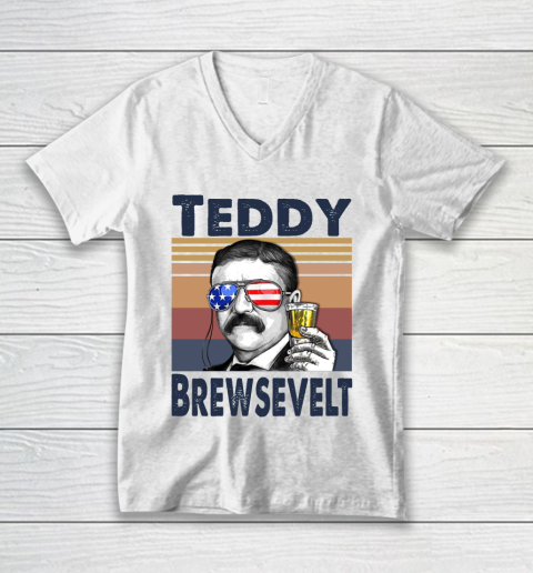 Teddy Brewsevelt Drink Independence Day The 4th Of July Shirt V-Neck T-Shirt