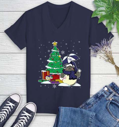Colorado Rockies MLB Baseball Cute Tonari No Totoro Christmas Sports Women's V-Neck T-Shirt 12