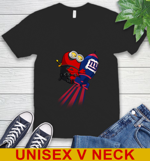 NFL Football New York Giants Deadpool Minion Marvel Shirt V-Neck T-Shirt
