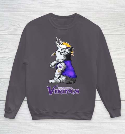 NFL Football My Cat Loves Minnesota Vikings Youth Sweatshirt 5