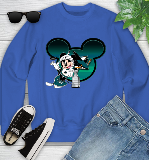 NHL San Jose Sharks Stanley Cup Mickey Mouse Disney Hockey T Shirt Youth Sweatshirt 8