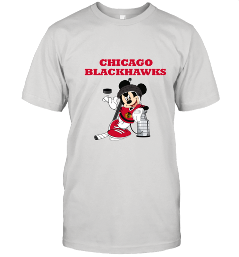 Mickey Chicago Blackhawks With The Stanley Cup Hockey NHL Unisex Jersey Tee