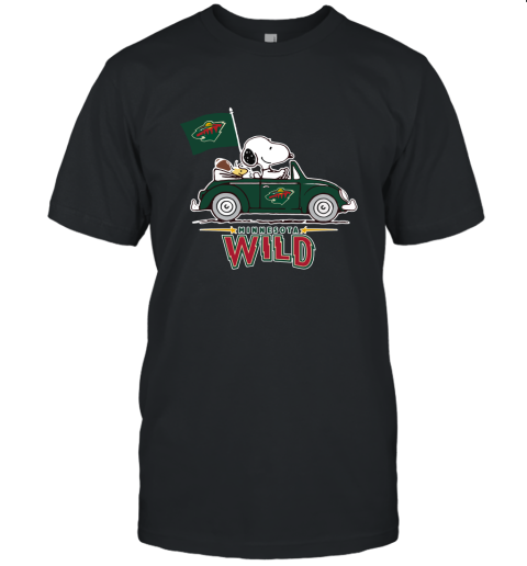 Snoopy And Woodstock Ride The Minnesota Wilds Car NHL Unisex Jersey Tee