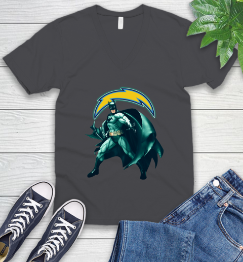 NFL Batman Football Sports Los Angeles Chargers V-Neck T-Shirt 5