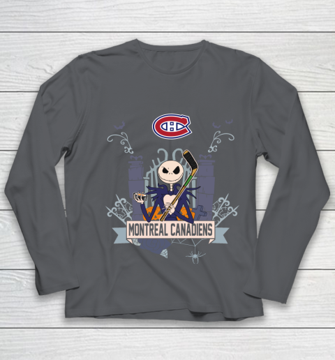 NHL Montreal Canadiens Hockey Jack Skellington Halloween Youth Long Sleeve 6