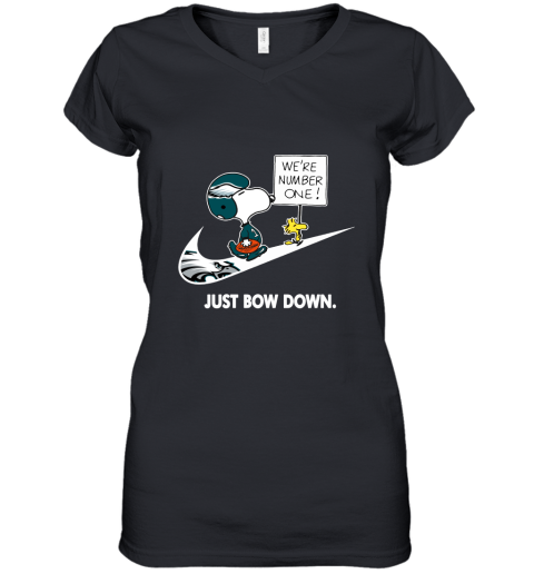 Philadelphia Eagles Are Number One – Just Bow Down Snoopy Women's V-Neck T-Shirt