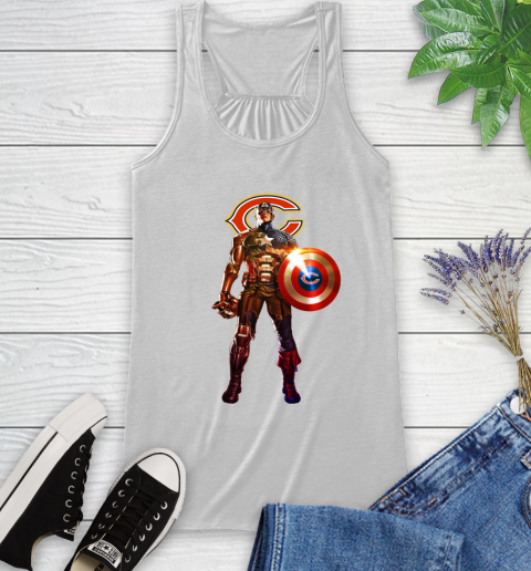 NFL Captain America Marvel Avengers Endgame Football Sports Chicago Bears Racerback Tank