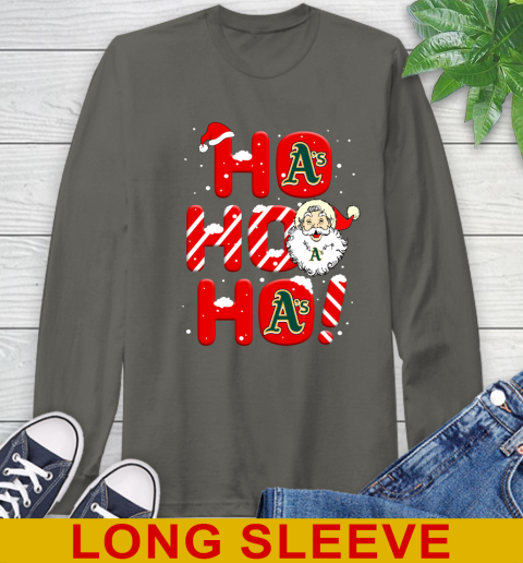 Oakland Athletics MLB Baseball Ho Ho Ho Santa Claus Merry Christmas Shirt Long Sleeve T-Shirt 10