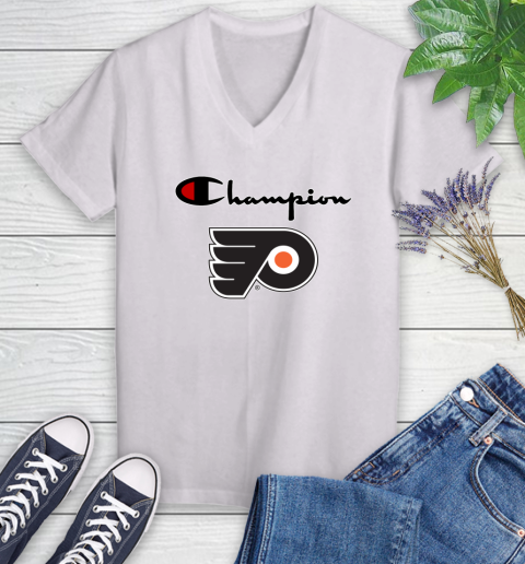 NHL Hockey Philadelphia Flyers Champion Shirt Women's V-Neck T-Shirt