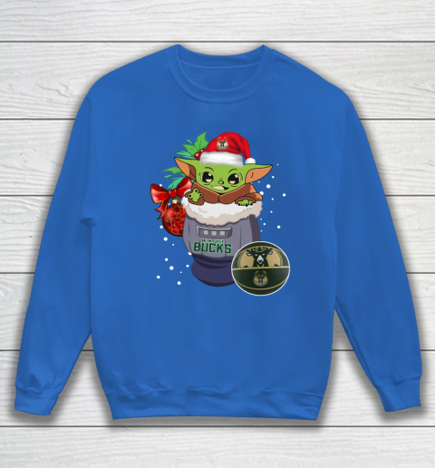 Milwaukee Bucks Christmas Baby Yoda Star Wars Funny Happy NBA Sweatshirt 7