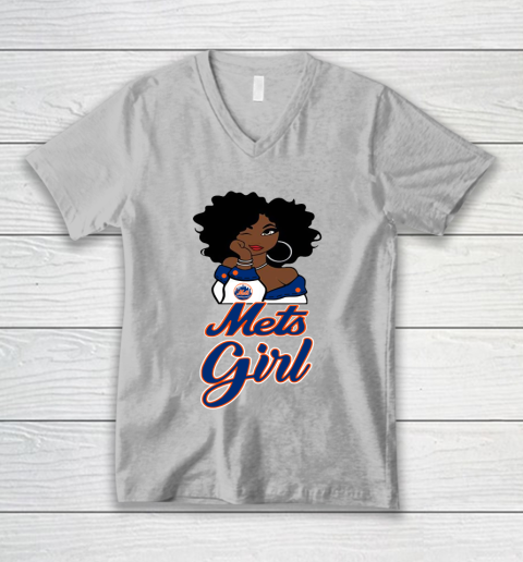 New York Metss Girl MLB V-Neck T-Shirt 4