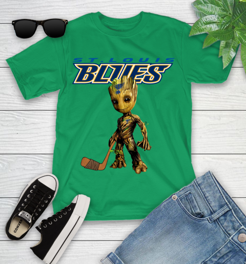 St.Louis Blues NHL Hockey Groot Marvel Guardians Of The Galaxy Youth T-Shirt 6