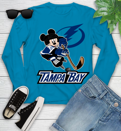 NHL Tampa Bay Lightning Mickey Mouse Disney Hockey T Shirt Youth Long Sleeve 7